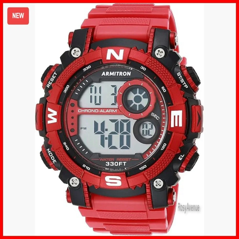 Sport Digital Chronograph Watch with Resin Strap, Water Resistant 330 Feet